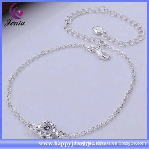 Factory direct price white zircon 925 silver plated fashion fancy anklet ( CA033-A)